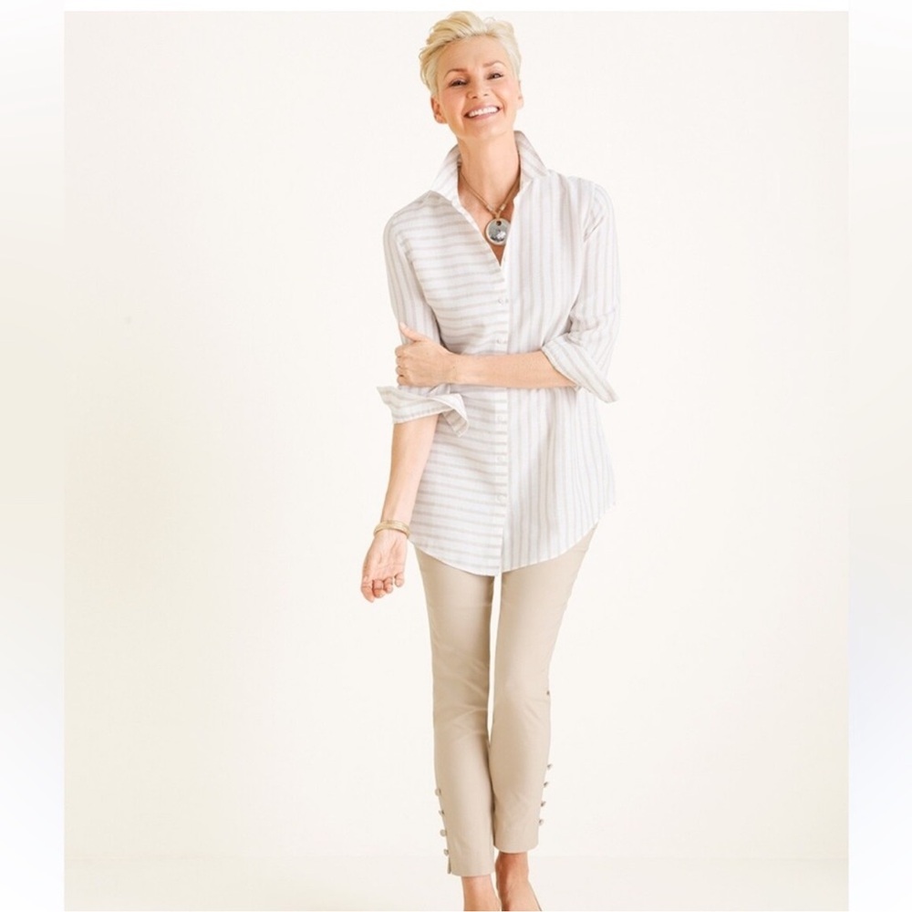 New Chicos Striped Button-Up Shirt